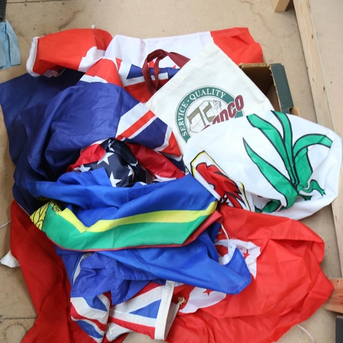 466 - A box of various flags, including Australia, Nice, England, Canada etc