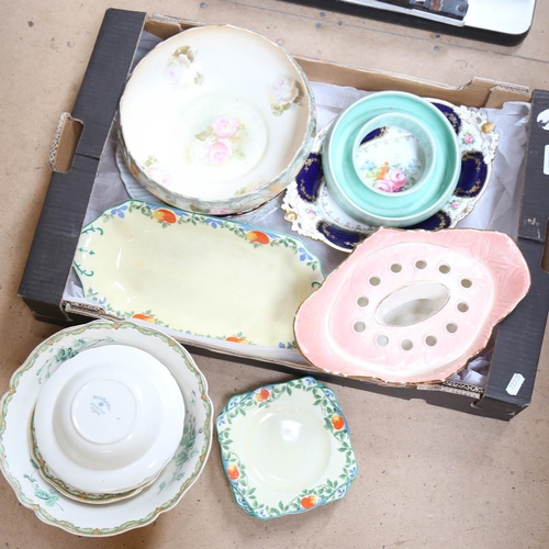 469 - A box of various ceramics, including Minton table centre, Johnson Brothers plates etc