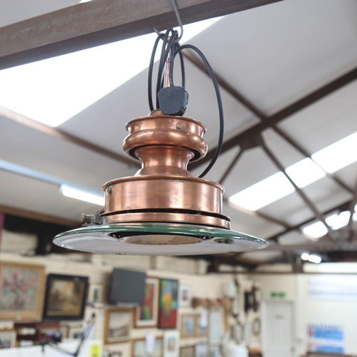 475 - A copper and enamel hanging light fitting, diameter 36cm