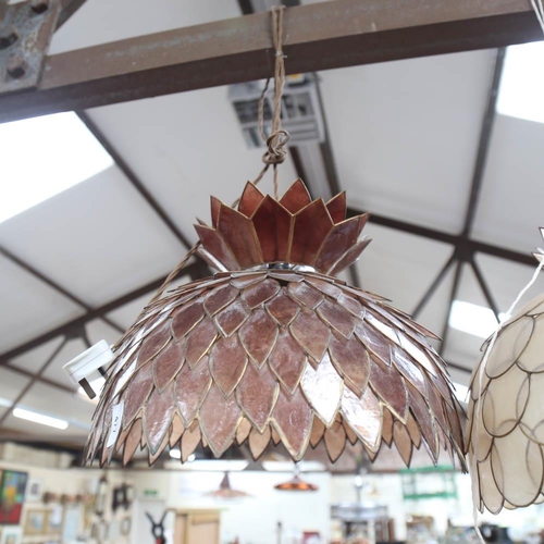 477 - A retro Casa Popa shell ceiling light shade in the form of a flower, made from windowpane oyster she... 