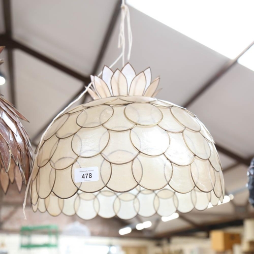 478 - A retro Casa Popa shell ceiling light shade, made from windowpane oyster shells, c.1970, diameter 36... 