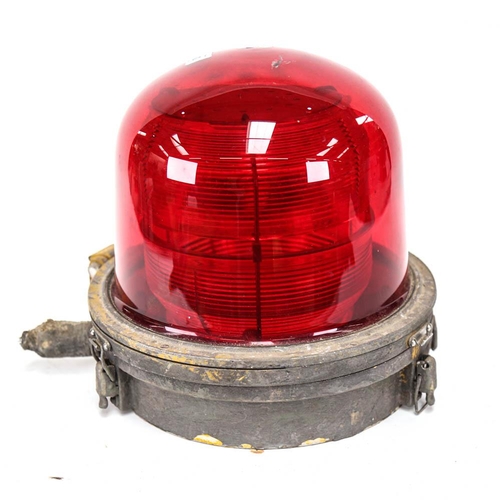 482 - A Vintage ship's lantern with red glass shade, diameter 27cm