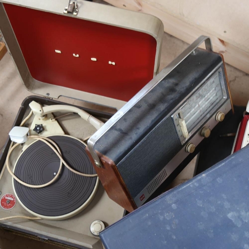 516 - A gramophone, radios, early Ferguson portable radio etc