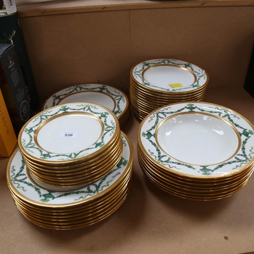 530 - Spode Copeland China retailed by Harrods, comprising 12 dinner plates, 26.5cm, 8 soup plates, 15 des... 