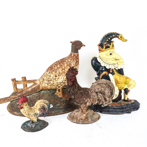 543 - A group of 4 painted cast-iron doorstops, including Mr Punch, height 30cm