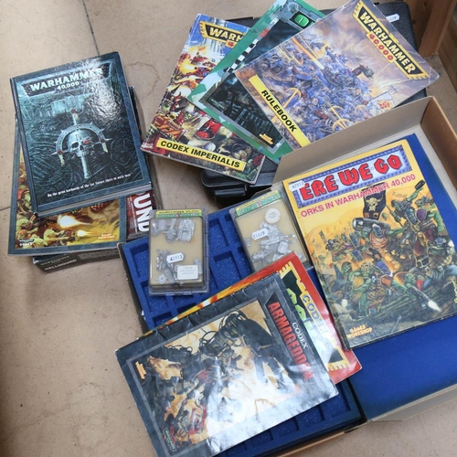 564 - Warhammer books, cases, figures, and other items