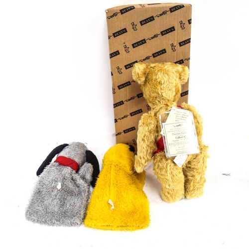 566 - Vintage Chad Valley Sooty and Sweep glove puppets, and a Deans rag book teddy bear, height 33cm