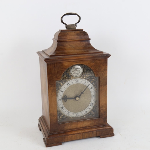 108 - A mid-20th century walnut-cased bracket clock, by Mercer of St Albans, brass dial with cast spandrel... 