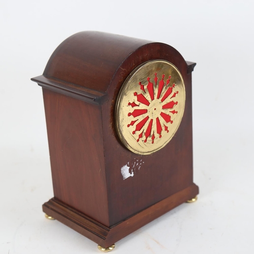 109 - An early 20th century mahogany 8-day dome-top mantel clock, examined by Dent of London, white enamel... 