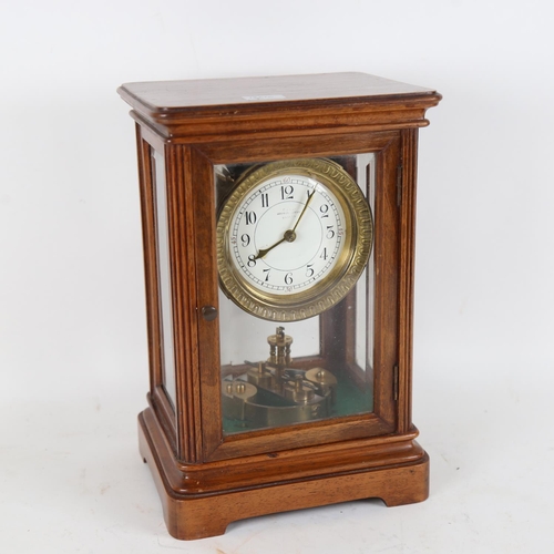 110 - An early 20th century mahogany-cased 4-glass mantel clock, examined by Mappin & Webb of London, whit... 