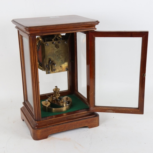 110 - An early 20th century mahogany-cased 4-glass mantel clock, examined by Mappin & Webb of London, whit... 