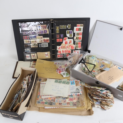 131 - Various loose postage stamps, stamp album etc (boxful)