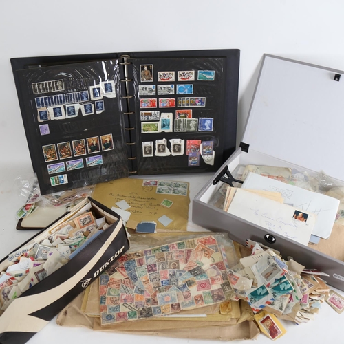 131 - Various loose postage stamps, stamp album etc (boxful)