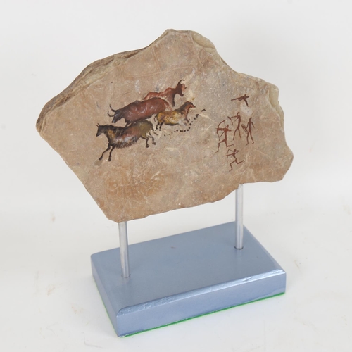 69 - Chris Watson, mixed media, paint on stone, cave art, height 27cm