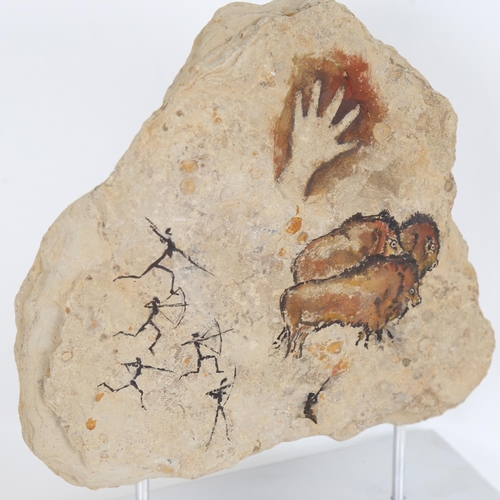 71 - Chris Watson, Cave Art, stone/paint on metal and wood stand, height 14