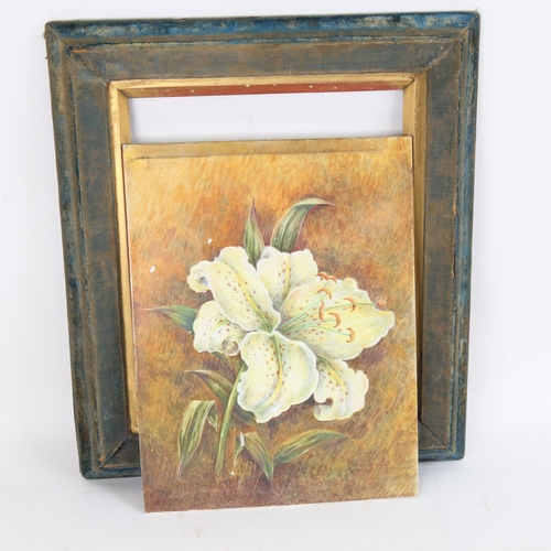 78 - A large 19th century watercolour on porcelain, floral study, inscribed verso and dated 1884, 33cm x ... 