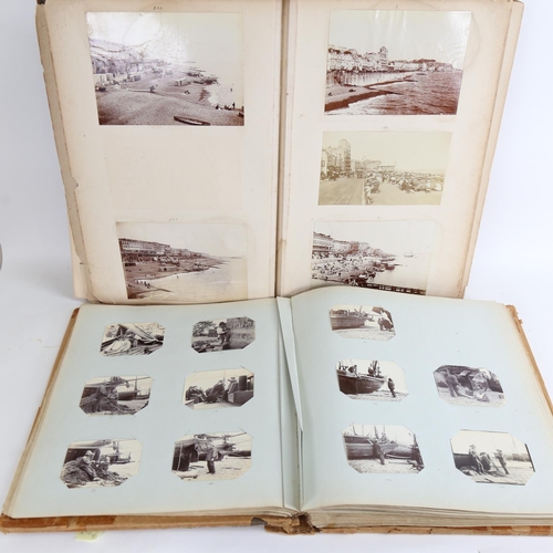 96 - 2 large 19th century black and white photograph albums, containing many images of everyday life in H... 