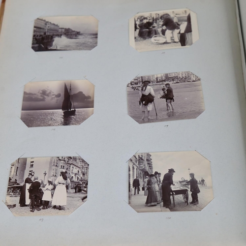 96 - 2 large 19th century black and white photograph albums, containing many images of everyday life in H... 