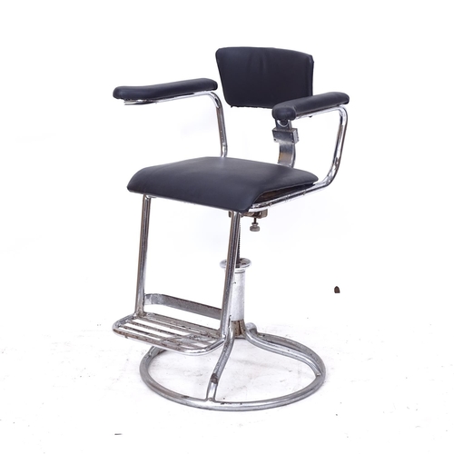 2163 - A 1930s modernist tubular steel swivel draughtsman's/hairdresser's chair 