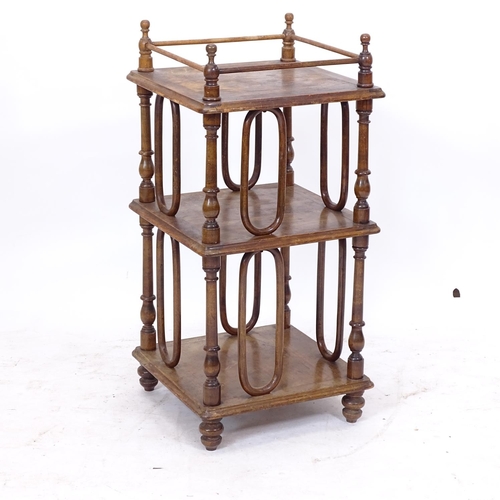 2177 - A 3-tier Thonet style bentwood side table, circa 1900, W42cm, H85cm