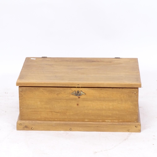 2182 - A small rectangular pine box, W55cm, H23cm, D40cm