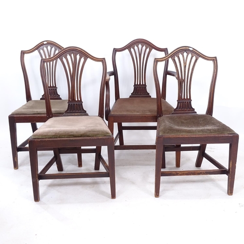 2241 - A set of 4 Georgian mahogany dining chairs, with pierced splat backs and upholstered drop-in seats