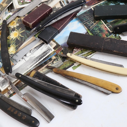 141 - A collection of cut throat razors, makers include George Butler, Thomas Turner, J Gibbins, Bismark e... 