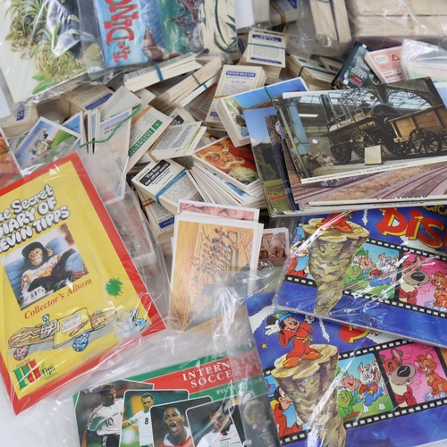 142 - Various loose postcards, picture card albums, cigarette cards etc (boxful)