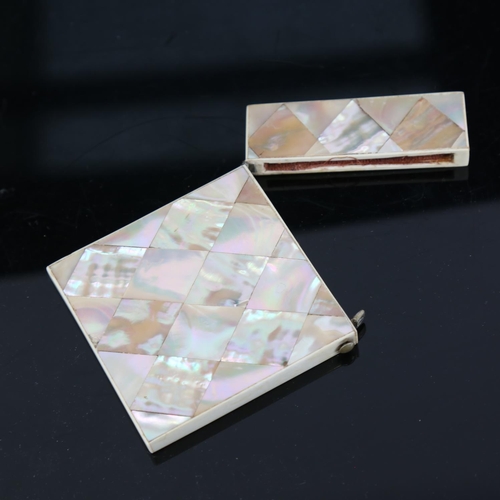 159 - A 19th century mother-of-pearl lozenge panel card case, 10.5cm x 8cm