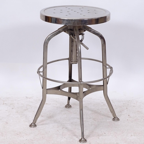 2320 - An industrial design steel stool, with adjustable height swivel seat