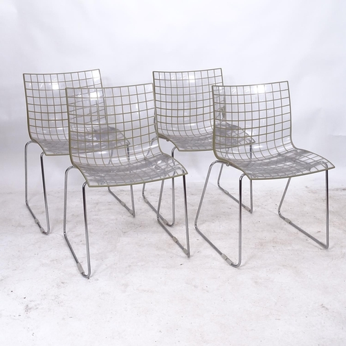 2327 - A set of 4 Knoll X3 chairs, by Marco Maran, the clear polycarbonate shell with Desmopan soft lattice... 