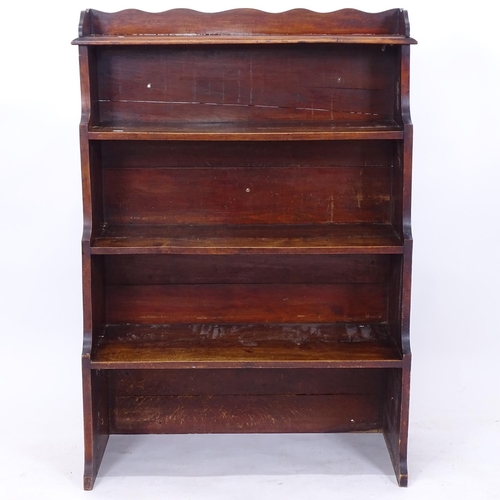 2210 - A stained wood 4-tier waterfall open bookcase, W81cm, H116cm, D35cm