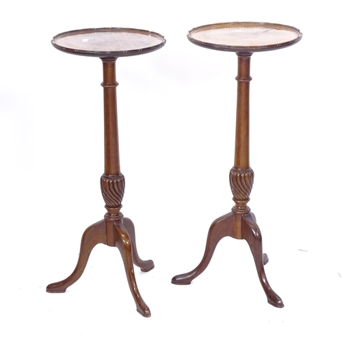 2219 - A pair of reproduction mahogany wine tables, on tripod base, W26cm, H62cm