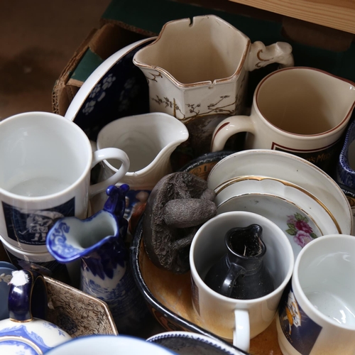 254 - Various ceramics, including Masons, character jug, Wedgwood Jasperware etc (boxful)