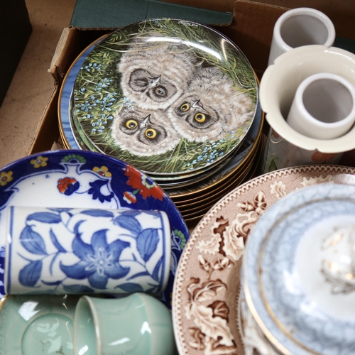 257 - Various ceramics, including Royal Doulton, a small Lambeth jardiniere, celadon tea cup and saucer et... 