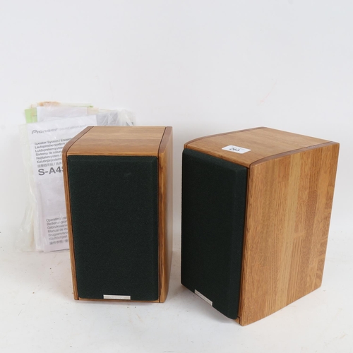 263 - PIONEER - a pair of Pure Malt Whisky barrel bookshelf speakers, model S-A4SPT-PM, with instruction m... 