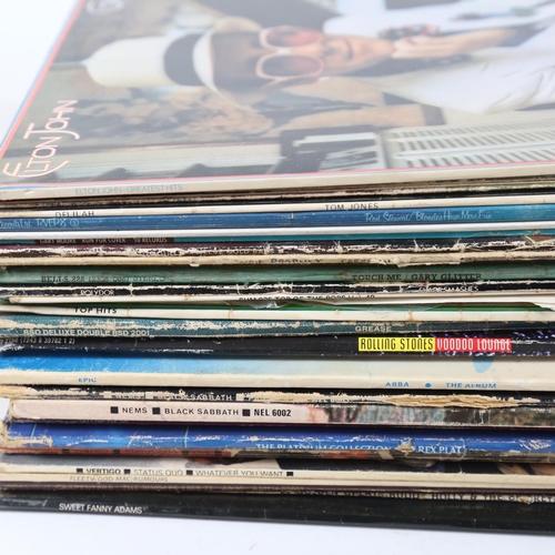 268 - Various Vintage vinyl LPs and records, including Queen, Rod Stewart, The Rolling Stones, Black Sabba... 