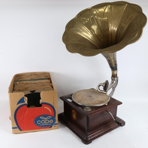 281 - A Vintage Winner wind-up gramophone, with brass horn