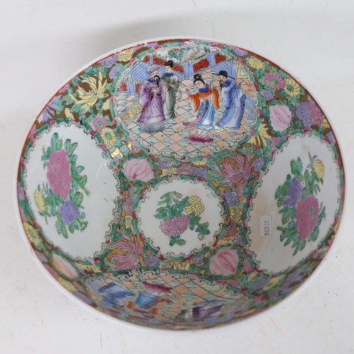 360 - A large Chinese famille rose bowl, figural and floral decoration, diameter 31cm