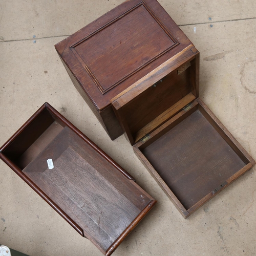 447 - A cabinet with sectioned interior and drawer under, height 25cm, a box with sliding lid, and another