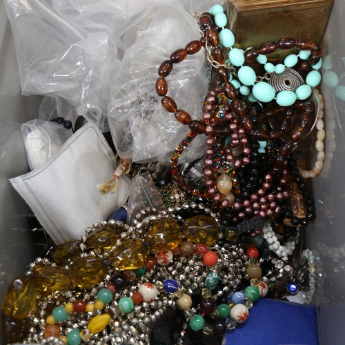 455 - A box of costume jewellery, compacts etc