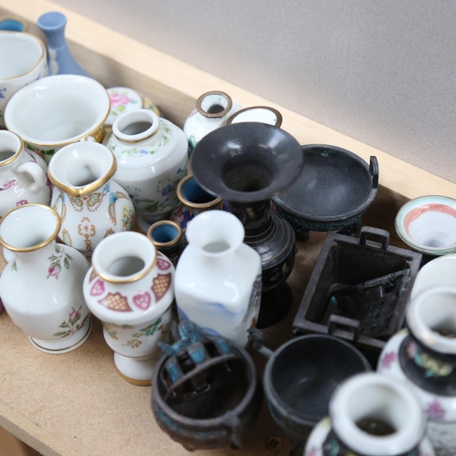 465 - A collection of miniature vases, jugs, boxes etc