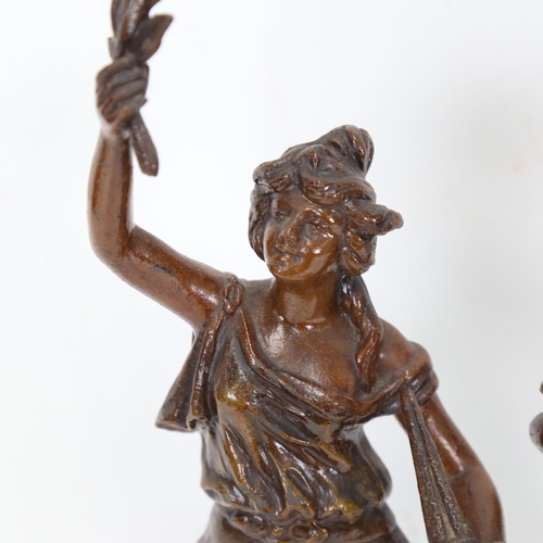 486 - A pair of Continental spelter figures, 38cm