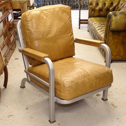 2516 - A mid-century United States Military aluminium armchair, with loose cushions, stamped to the undersi... 