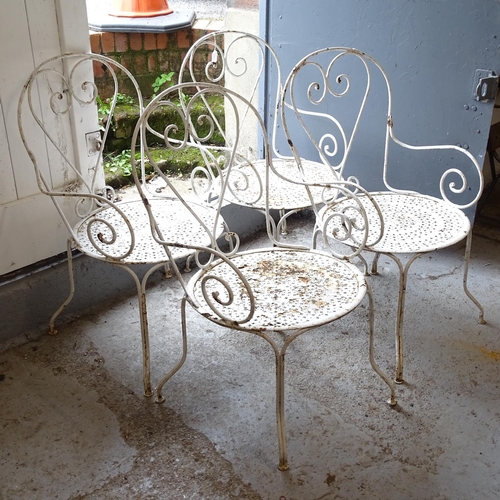 2543 - A set of 4 painted wrought-iron garden chairs