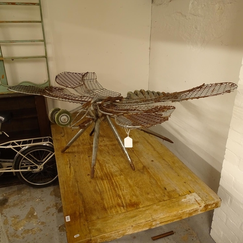 2551 - An unusual wirework garden sculpture of a dragonfly, by Ptolemy Elrington W180cm