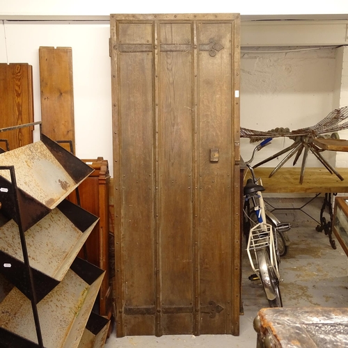 2577 - An Antique studded door, with iron hinges, W76cm, H193cm