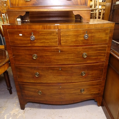 2587 - A 19th century mahogany bow-front 5-drawer chest, W106cm, H106cm, D51cm