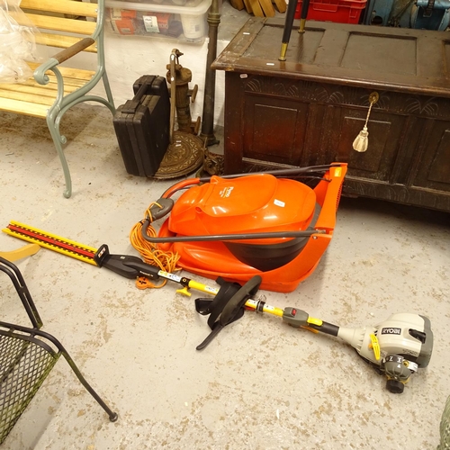 2624 - A Flymo 280 Hovervac, and a Ryobi petrol long reach hedge trimmer