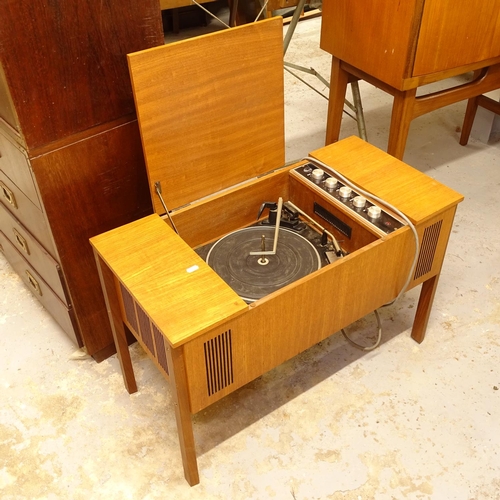 2636 - A mid-century teak-cased Marconi gramophone, with a Garrard's 2025TC record deck, W78cm, H51cm, D37c... 